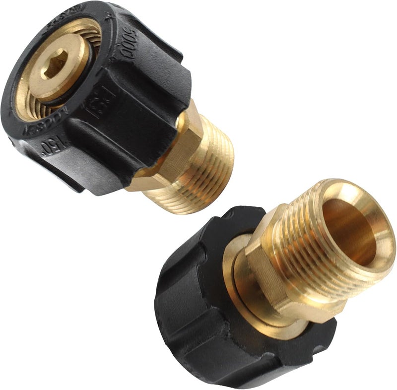 AUXBC Pressure Washer Adapter, M22 15mm Female Thread to M22 14mm Male Fitting, 5000 PSI Pressure Washer Hose Coupler Brass Quick Hose Connector - Image 3